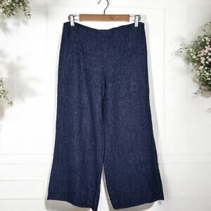 THEORY 100% Linen Terena Wide Leg Pants Chambray Minimalist Career Preppy Blue 6
